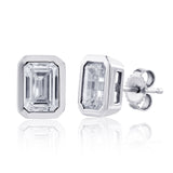 Certified 14 Karat White Gold Lab Grown Emerald-Cut Diamond Stud Earrings ( starting at 1.00 carat )