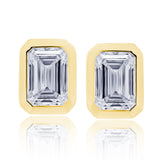 Certified 14 Karat Yellow Gold Lab Grown Emerald-Cut Diamond Stud Earrings ( starting at 1.00 carat )