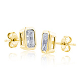 Certified 14 Karat Yellow Gold Lab Grown Emerald-Cut Diamond Stud Earrings ( starting at 1.00 carat )