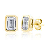 Certified 14 Karat Yellow Gold Lab Grown Emerald-Cut Diamond Stud Earrings ( starting at 1.00 carat )