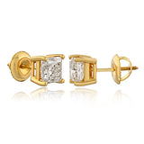 Certified 14 Karat Gold Princess-Cut Lab Grown Diamond Stud Earrings