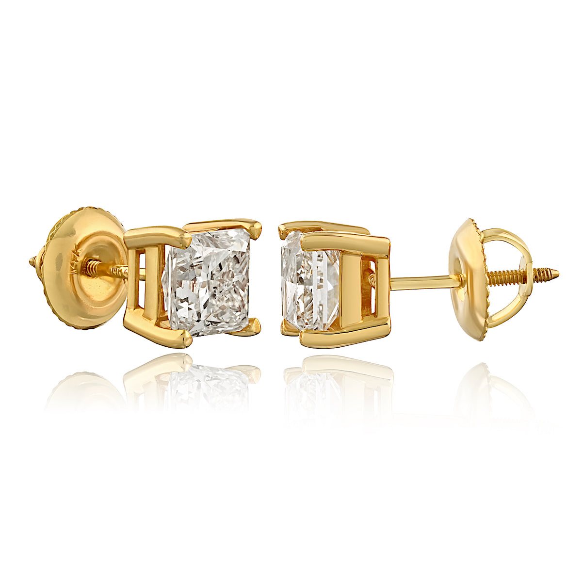 Princess-Cut Lab Grown Diamond Stud Earrings