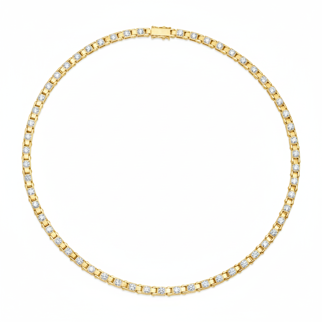 Diamond Station Tennis Necklace (Made in Italy)
