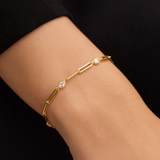 Three-Stone Lab Grown Bezel Paperclip Bracelet