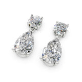 Certified Round and Pear Shape Dangling Earrings