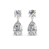 Certified Round and Pear Shape Dangling Earrings