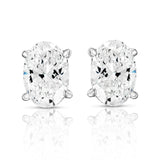 Certified 14 Karat White Gold Lab Grown Oval Shape Diamond Stud Earrings ( starting at 1/2 carat )