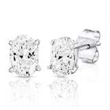 Certified 14 Karat White Gold Lab Grown Oval Shape Diamond Stud Earrings ( starting at 1/2 carat )