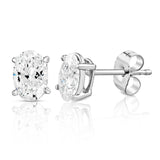 Certified 14 Karat White Gold Lab Grown Oval Shape Diamond Stud Earrings ( starting at 1/2 carat )