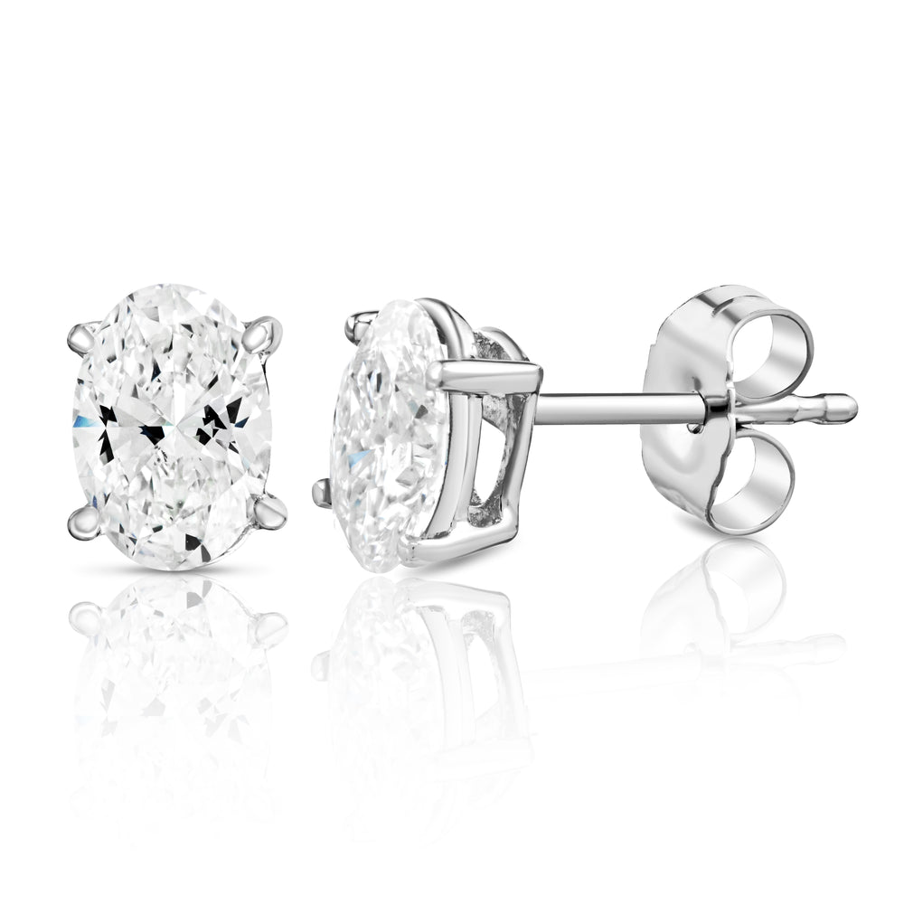 Lab Grown Oval Shape Diamond Stud Earrings