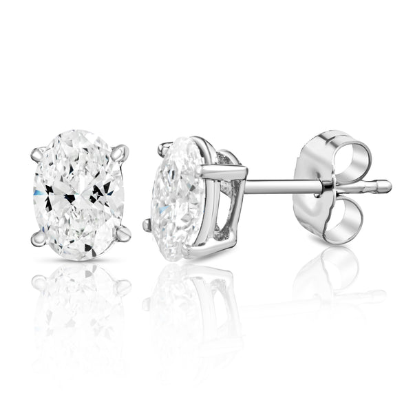 Lab Grown Oval Shape Diamond Stud Earrings