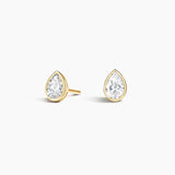 Certified 14 Karat Yellow Gold Lab Grown Pear Shape Diamond Stud Earrings ( starting at 1 carat )