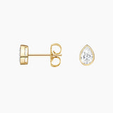 Certified 14 Karat Yellow Gold Lab Grown Pear Shape Diamond Stud Earrings ( starting at 1 carat )