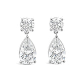 Certified Round and Pear Shape Dangling Earrings