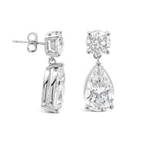 Certified Round and Pear Shape Dangling Earrings