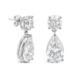 Certified Round and Pear Shape Dangling Earrings