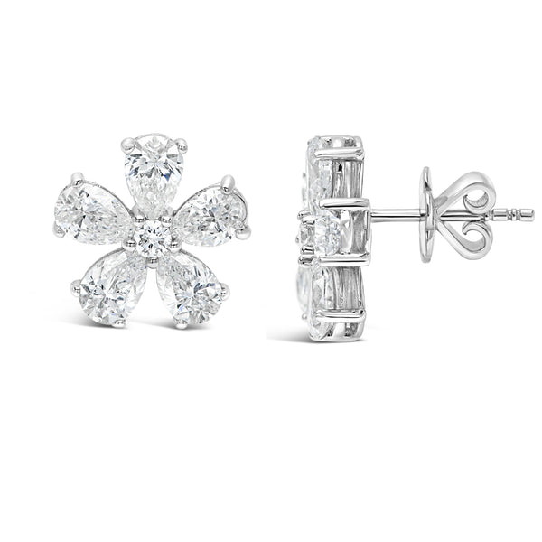 Seven Stone Flower Studs