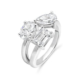 Oval, Pear and Emerald Toi et Moi Ring