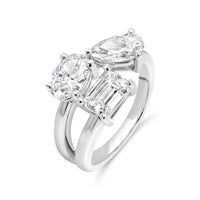 Oval, Pear and Emerald Toi et Moi Ring