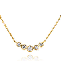 Graduated Five Stone Diamond Bezel Pendant Necklace
