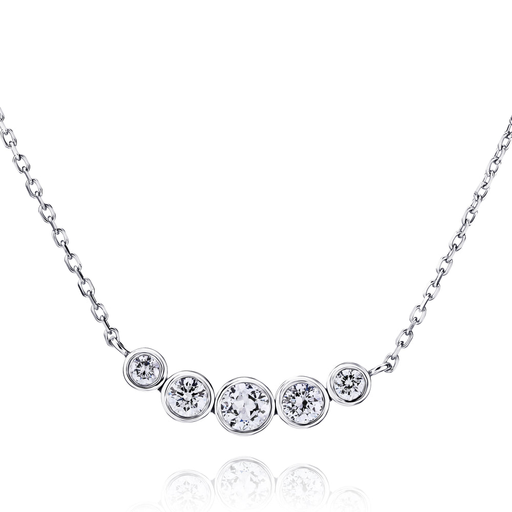Graduated Five Stone Diamond Bezel Pendant Necklace