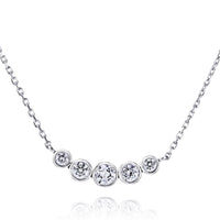 Graduated Five Stone Diamond Bezel Pendant Necklace
