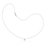 One-Stone Bezel Set PaperClip Necklace White Gold