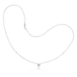 Heart Shaped Bezel Set PaperClip Necklace