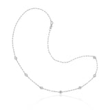 Seven-Stone Bezel Set PaperClip Necklace White Gold