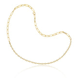 Twenty Seven-Stone Bezel Set PaperClip Necklace Yellow Gold