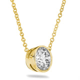 1 Carat Yellow Gold Lab Grown Diamond Bezel Pendant Necklace