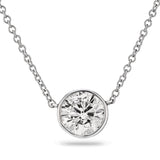 0.25-1 Carat White Gold Lab Grown Diamond Bezel Pendant Necklace