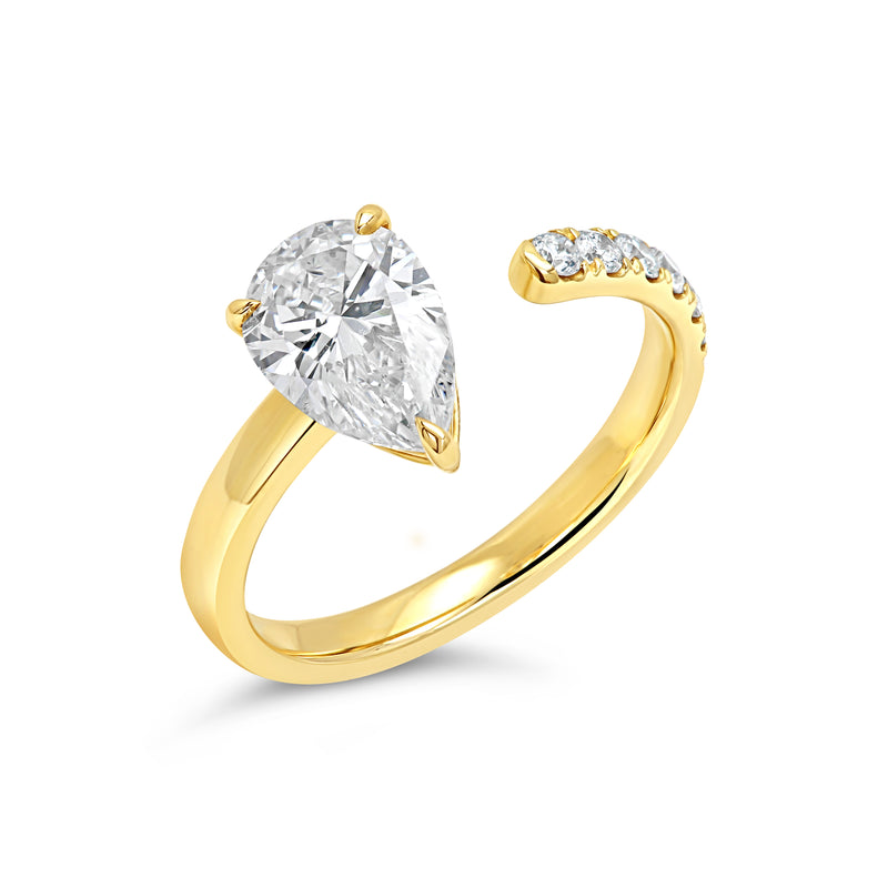 Open Pear Shape Pave Band Toi et Moi Ring