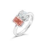 Fancy Intense Pink Radiant and Oval Toi et Moi Ring