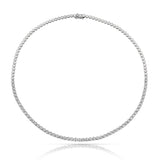 Half-Way Bezel Set White Gold Natural Diamond Tennis Necklace