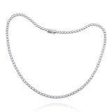 Half-Way Bezel Set White Gold Natural Diamond Tennis Necklace