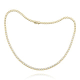 Half-Way Bezel Set Yellow Gold Lab Grown Diamond Tennis Necklace