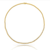 Half-Way Bezel Set Yellow Gold Natural Diamond Tennis Necklace