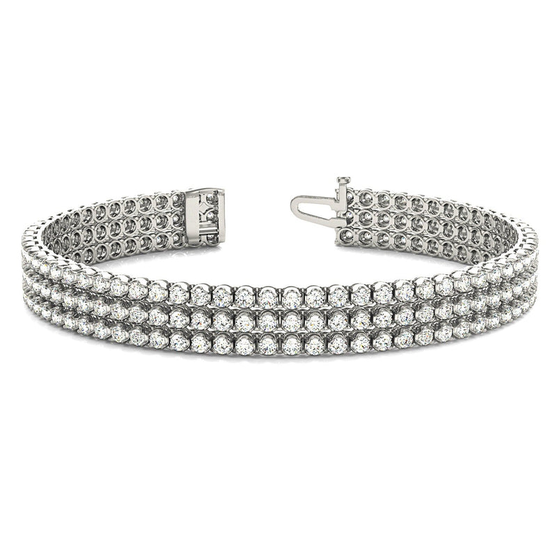 Three Row Diamond Tennis Bracelet