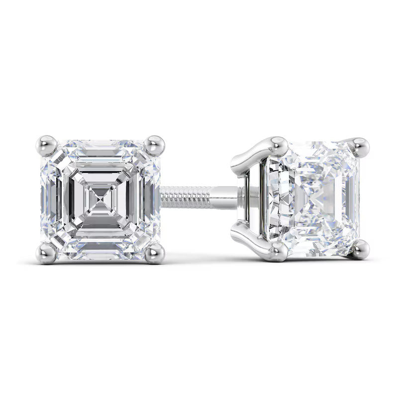Lab Grown Asscher-Cut Diamond Stud Earrings
