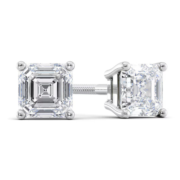 Lab Grown Asscher-Cut Diamond Stud Earrings