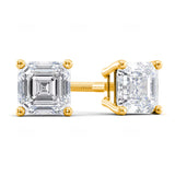 Certified 14 Karat Gold Lab Grown Asscher-Cut Diamond Stud Earrings