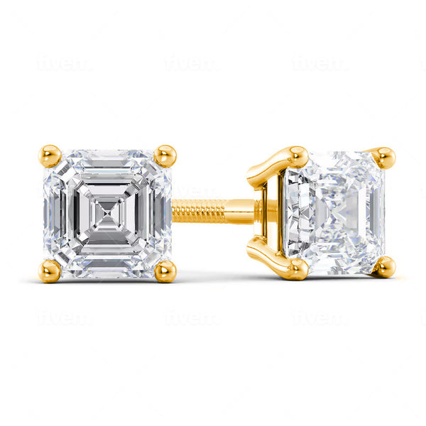 Lab Grown Asscher-Cut Diamond Stud Earrings