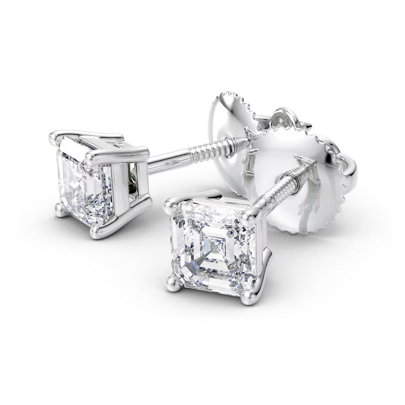 Lab Grown Asscher-Cut Diamond Stud Earrings
