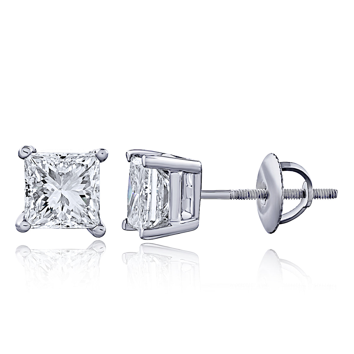 Princess-Cut Lab Grown Diamond Stud Earrings