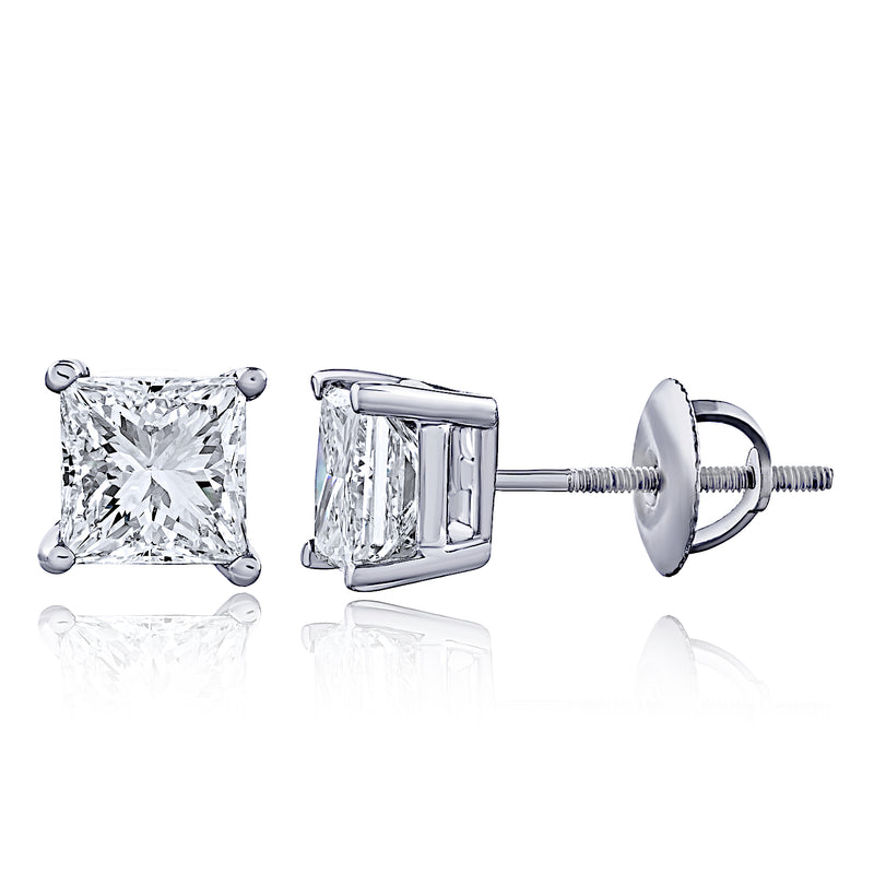 Princess-Cut Lab Grown Diamond Stud Earrings
