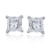 Certified 14 Karat Gold Princess-Cut Lab Grown Diamond Stud Earrings