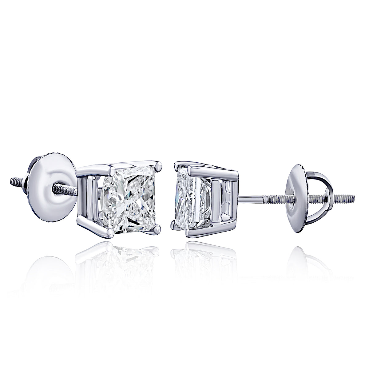 Princess-Cut Lab Grown Diamond Stud Earrings