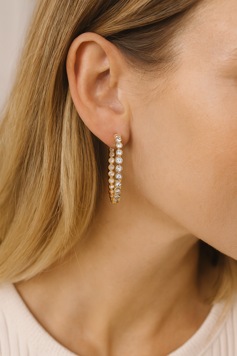 Bezel-Set Diamond Hoop Earrings