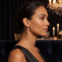 Diamond By The Yard 12-Stone Dangling Earrings worn - lifestyle